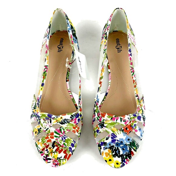 East 5th Womens Slip On Shoes Multi Floral Closed Toe Sheer Sides Wedge heel SZ9 - Picture 6 of 16